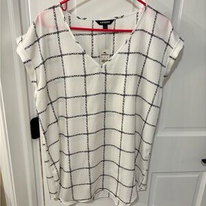 Express Women's White Grid Blouse